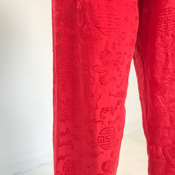 Vintage OS 100% Silk Print Asian Cropped Pants - Picture 5 of 11